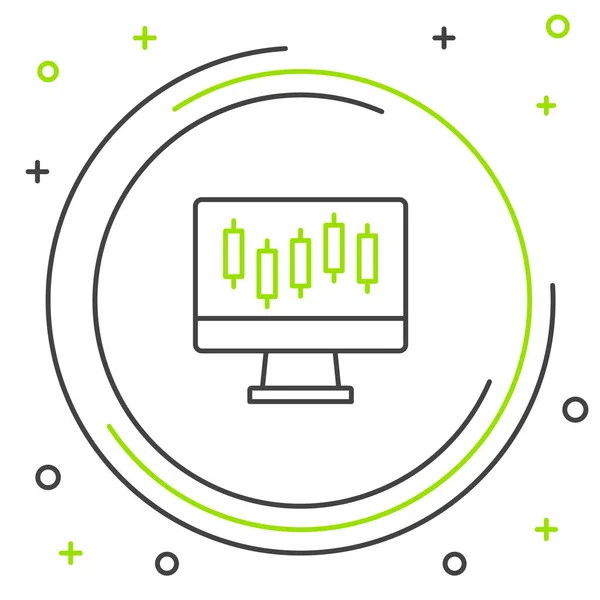 Ligne Ordinateur Avec Des Graphiques Croissance Marché Boursier Icône Argent — Image vectorielle