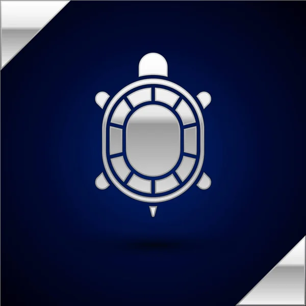 Silver Turtle Icon Isolated Dark Blue Background Vector — 图库矢量图片