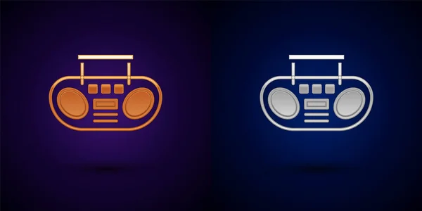 Gold Silver Home Stereo Two Speakers Icon Isolated Black Background —  Vetores de Stock