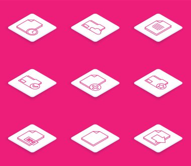 Set line Document with clock, Cloud storage text document folder, and check mark, Add new file, star, EPS and  icon. Vector