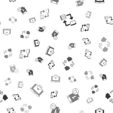 Set Online working, Time management,  and  on seamless pattern. Vector