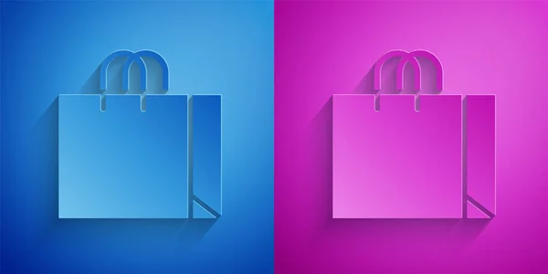 Paper Cut Shopping Bag Jewelry Icon Isolated Blue Purple Background — стоковый вектор