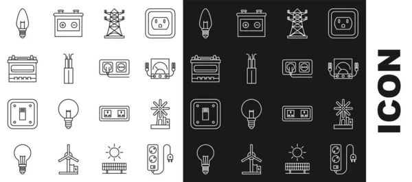 Set Line Electric Extension Cord Wind Turbine Ampere Meter Multimeter — Stockvector