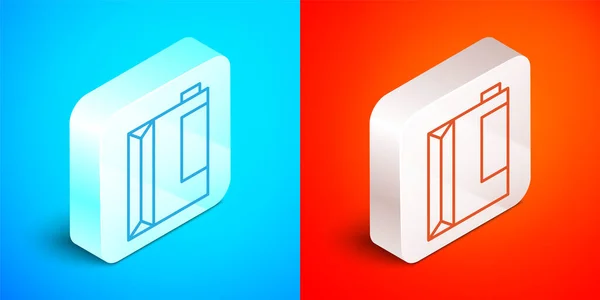 Isometric Line Paper Package Kefir Icon Isolated Blue Red Background — Archivo Imágenes Vectoriales