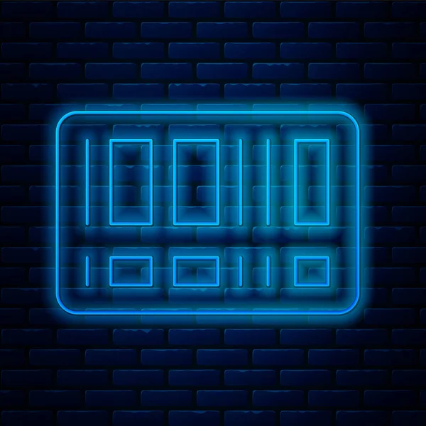Glowing Neon Line Barcode Icon Isolated Brick Wall Background Vector — Archivo Imágenes Vectoriales