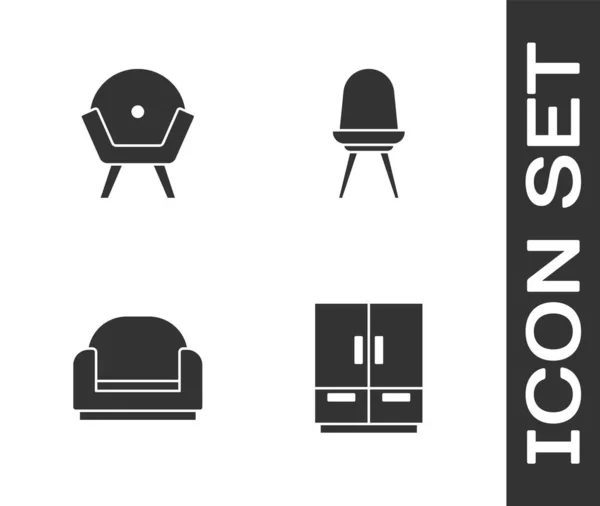 Set Wardrobe Armchair Chair Icon Vector — Vector de stock