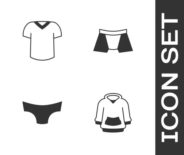 Set Hoodie Shirt Men Underpants Icon Vector — Vector de stock