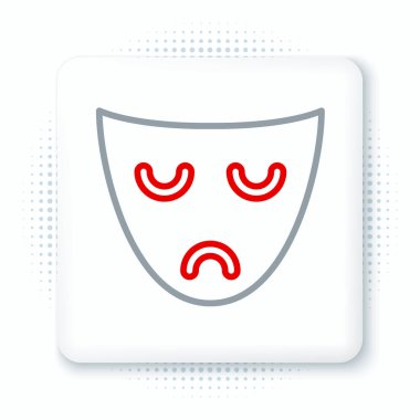 Çizgi Tiyatro Maskesi simgesi beyaz arkaplanda izole edildi. Renkli taslak konsepti. Vektör.