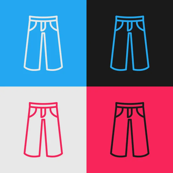 Pop Art Línea Pantalones Icono Aislado Fondo Color Firma Pantalones — Vector de stock