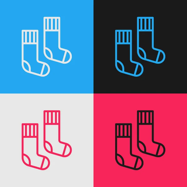 Pop Art Γραμμή Κάλτσες Εικονίδιο Απομονώνονται Φόντο Χρώμα Διάνυσμα — Διανυσματικό Αρχείο