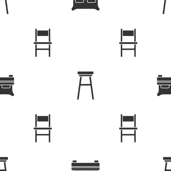 Set Big Bed Chair Seamless Pattern Vector — 图库矢量图片
