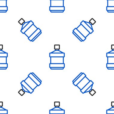 Temiz su ikonlu büyük şişe beyaz arka planda izole edilmiş pürüzsüz desen. Soğutucu için plastik kap. Renkli taslak konsepti. Vektör.