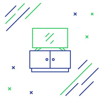 Çizgi TV masası simgesi beyaz arkaplanda izole edildi. Renkli taslak konsepti. Vektör.