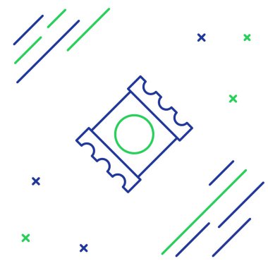 Güvenli seks ikonunda çizgi prezervatifi beyaz arka planda izole edilmiş. Güvenli aşk sembolü. Erkekler için doğum kontrol yöntemi. Renkli taslak konsepti. Vektör.