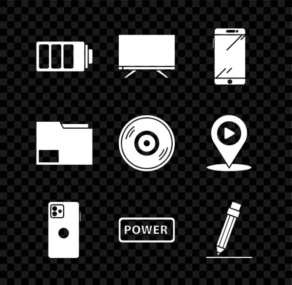 Définir Indicateur Niveau Charge Batterie Smart Smartphone Téléphone Portable Bouton — Image vectorielle