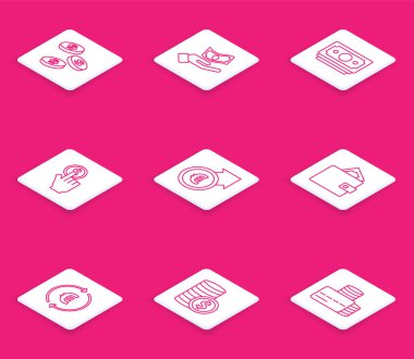 Dolar El 'in elindeki dolarla para aktar. Para, maddi büyüme, euro cüzdan sembolü ve simgesi olsun. Vektör.