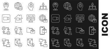 Cloud depolama dizini Freelancer Çevrimiçi Görüntü Kamerası 'nı Ev Kamerası ve Sohbet Konferansı simgesi dışında çalıştır. Vektör.