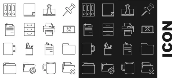 Nastavit Řádek Smazat Složku Notebook Dokumentů Křížovou Značku Obrazovce Klip — Stockový vektor