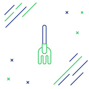 Çizgi Bahçesi tırmık simgesi beyaz arkaplanda izole edildi. Bahçecilik, tarım, çiftçilik aleti. Toprak işçisi. Temizlik ekipmanları. Renkli taslak konsepti. Vektör.