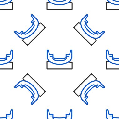 Çizgi tekne salıncak simgesi beyaz arka planda izole edilmiş kusursuz desen. Çocuklar için eğlence parkı. Çekici binici gemisi, sallanan tekne. Eğlence parkı. Renkli taslak konsepti. Vektör.