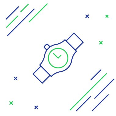 Çizgi bilek izleme simgesi beyaz arkaplanda izole edildi. Kol saati simgesi. Renkli taslak konsepti. Vektör.