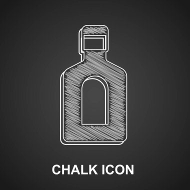 Tebeşir şişesi şampuan ikonu siyah arka planda izole edilmiş. Vektör.