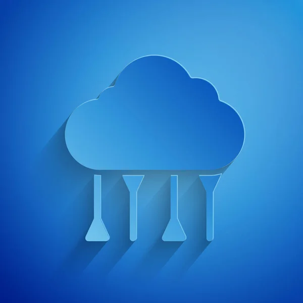 Papiergeschnittenes Netzwerk Cloud Verbindungssymbol Isoliert Auf Blauem Hintergrund Soziale Technologie — Stockvektor