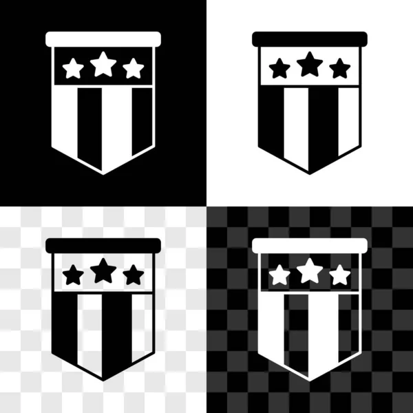 Set American Flag Icon Isolated Black White Transparent Background Flag — Stock Vector