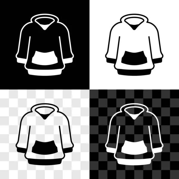 Állítsa Hoodie Ikon Elszigetelt Fekete Fehér Átlátszó Háttér Kapucnis Pulcsi — Stock Vector