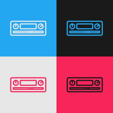 Pop Art Line Car Audio simgesi renk arkaplanında izole edildi. Radyo arabasının ses simgesiyim. Vektör.