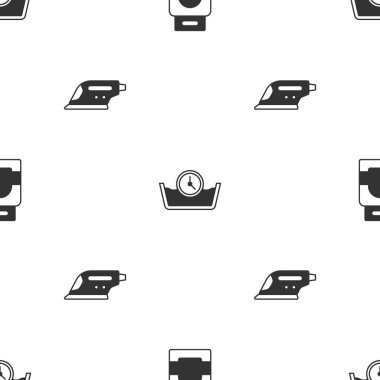 Çamaşır deterjanı, zaman yıkama ve elektrik ütüsünü pürüzsüz demire ayarlayın. Vektör.