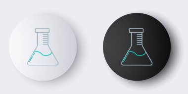 Çizgi Test tüpü ve kimyasal test ikonu gri arka planda izole edildi. Laboratuvar cam levhası. Renkli taslak konsepti. Vektör.