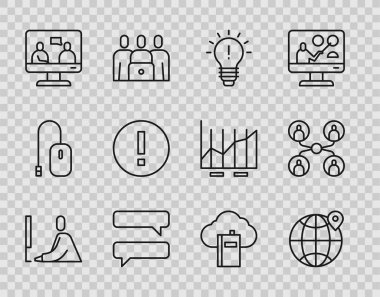 Fikir baloncuğu sohbeti kavramına sahip dünya ampulü üzerinde laptop konumunda çalışan çizgi öğrencisini çevrimiçi eğitim bilgi kütüphanesi ve sınıf simgesi olarak ayarla. Vektör.