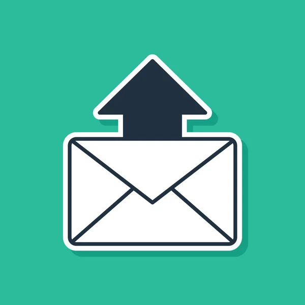 緑の背景に隔離された青いメールと電子メールのアイコン 記号メールを封筒に入れます メールメッセージのサイン ベクトル — ストックベクタ