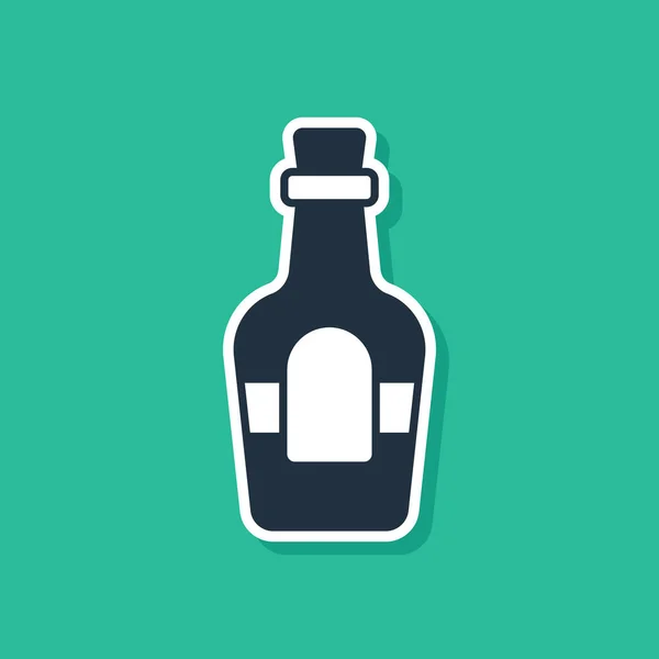Blaues Alkoholgetränk Rum Flasche Symbol Isoliert Auf Grünem Hintergrund Vektor — Stockvektor