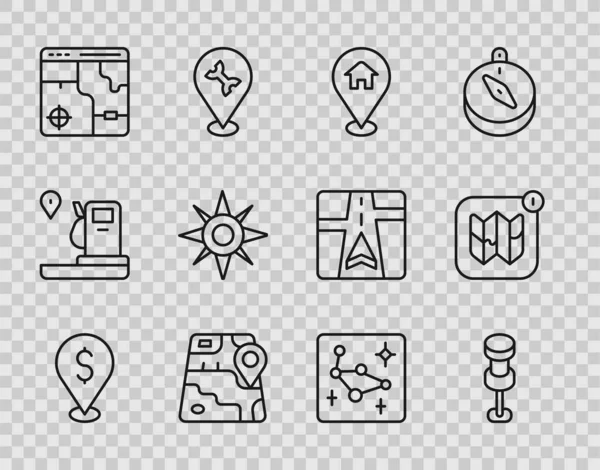 Hat Cash konumu Push pin konumu ile ev şehir haritası navigasyon Infographic Şehir Rüzgarı Büyük Ayı takımyıldızı ve simgesi yükseldi. Vektör.