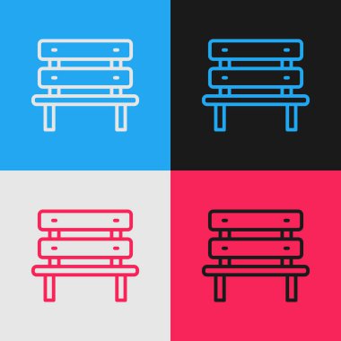 Pop Art Line Bench simgesi renk arkaplanında izole edildi. Vektör.