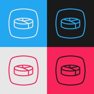 Pop Art Line Pie grafik bilgi simgesi renk arkaplanında izole edildi. Diyagram çizelgesi. Vektör.