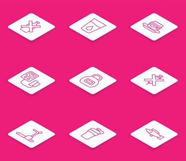 Damardan alkol almayın su tansiyonu, Kettlebell doping şırıngası, koşu bandı ve fitness sallama ikonu. Vektör.