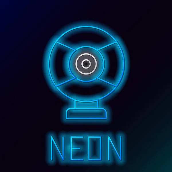 Gloeiende Neon Lijn Beveiligingscamera Icoon Geïsoleerd Zwarte Achtergrond Kleurrijk Concept — Stockvector