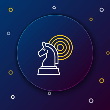 Satranç simgesi mavi arkaplanda izole edildi. İş stratejisi. Oyun, yönetim, finans. Renkli taslak konsepti. Vektör