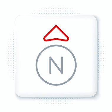 Pusula simgesi beyaz arkaplanda izole edildi. Rüzgâr yön bulma sembolü. Rüzgar gül işareti. Renkli taslak konsepti. Vektör