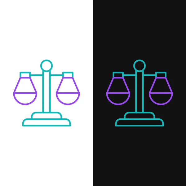 Line Scales Justice Ikon Elszigetelt Fehér Fekete Háttérrel Bíróság Szimbóluma — Stock Vector