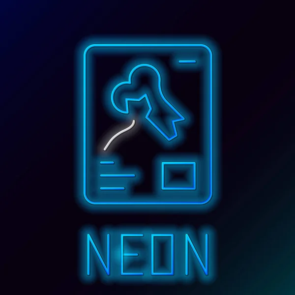 Glödande Neon Linje Röntgenbilder Ikon Isolerad Svart Bakgrund Färgstarkt Skisskoncept — Stock vektor