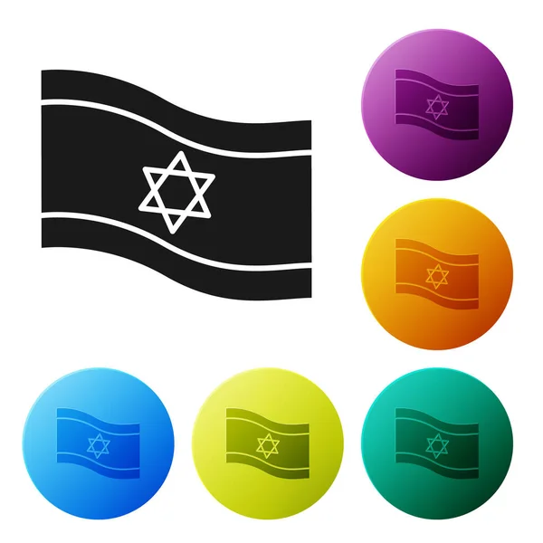 Μαύρη Σημαία Του Ισραήλ Εικόνα Απομονώνονται Λευκό Φόντο Εθνικό Πατριωτικό — Διανυσματικό Αρχείο