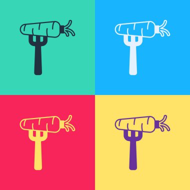 Çatal ikonundaki Pop Art Havuç renkli arka planda izole edilmiş. Vektör.