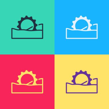 Pop art dönme dolap simgesi renk arkaplanında izole edildi. Eğlence parkı. Çocuklar için eğlence parkı, eğlence parkı. Vektör.