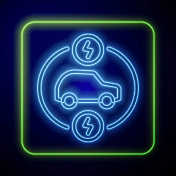 Glowing Neon Electric Car Electrical Cable Plug Charging Icon Isolated — Stock Vector