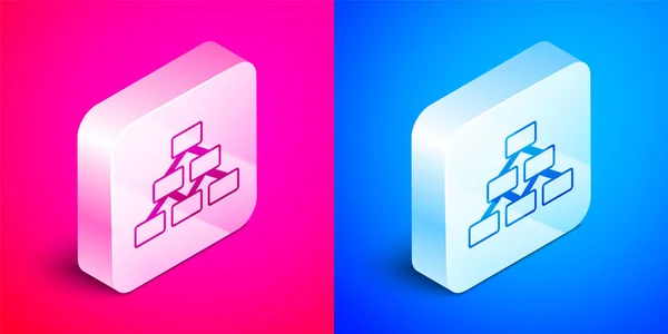 Isometric Business Hierarchy Organogram Chart Infographics Icon Isolated Pink Blue — Stock vektor