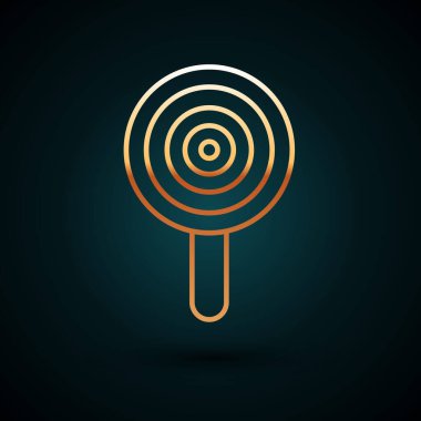 Lollipop simgesi koyu mavi arkaplanda izole edilmiş. Şeker işareti. Yemek, lezzetli bir sembol. Vektör.